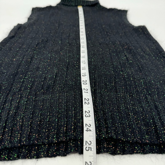 PRONTO MODA  Metallic Speckled Silk/Angora/Lambswool Sleeveless Turtleneck - Picture 6 of 9